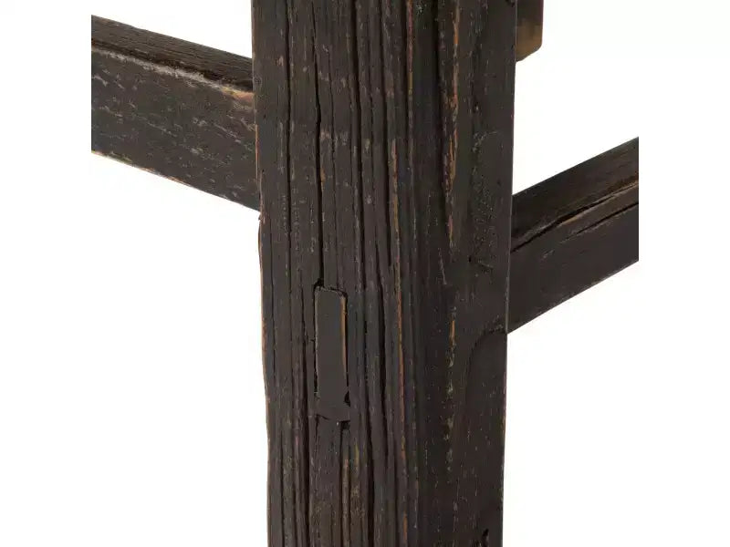 Reclaimed Elm Wood Square Coffee Table, Brushed Black, 30x30 Inches