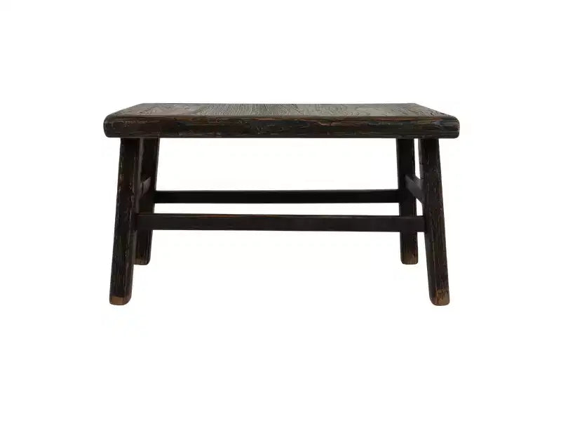 Reclaimed Elm Wood Square Coffee Table, Brushed Black, 30x30 Inches
