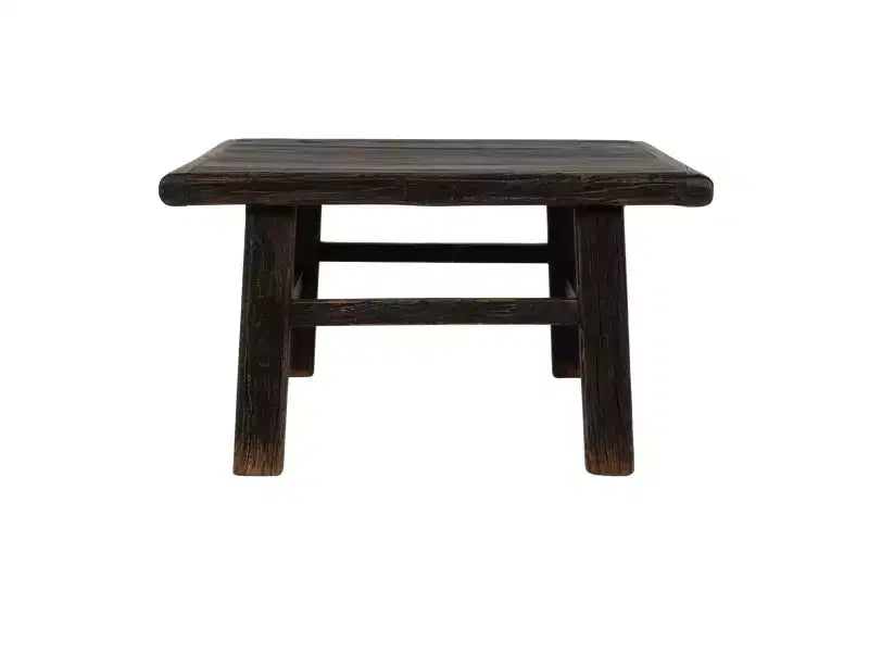 Reclaimed Elm Wood Square Coffee Table, Brushed Black, 30x30 Inches