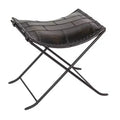 Storied Home Collapsible Leather and Metal Stool