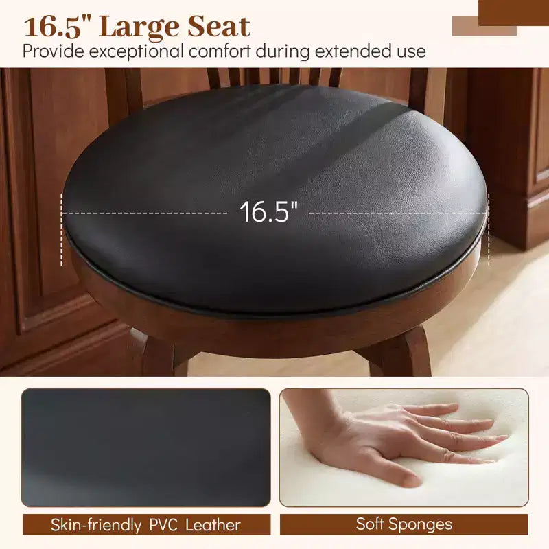 360° Swivel Bar Stools Set of 2 or 4, 31-Inch Seat Height, PVC Leather