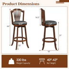 360° Swivel Bar Stools Set of 2 or 4, 31-Inch Seat Height, PVC Leather