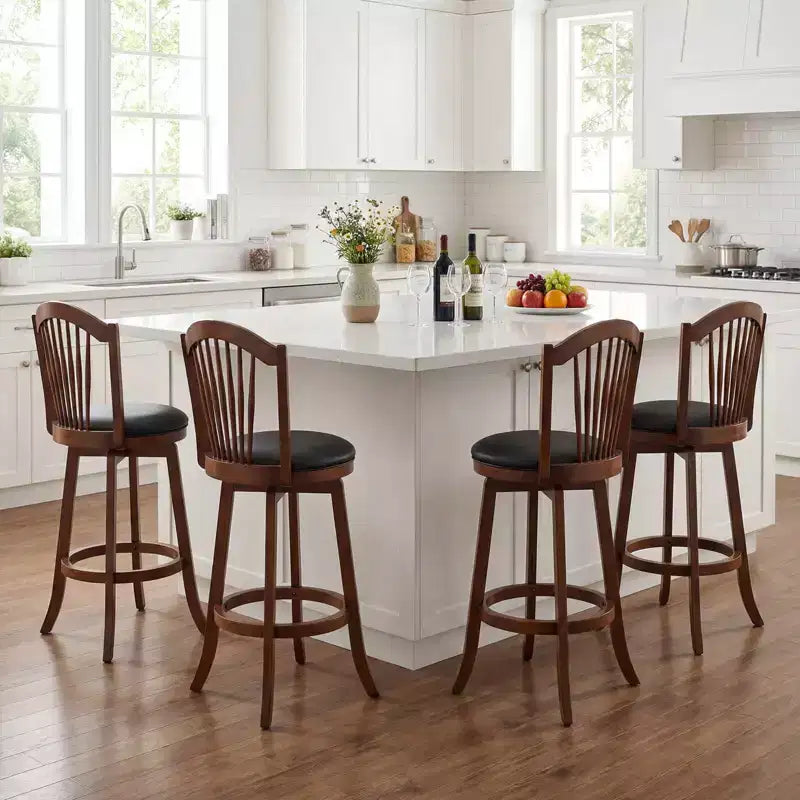 360° Swivel Bar Stools Set of 2 or 4, 31-Inch Seat Height, PVC Leather