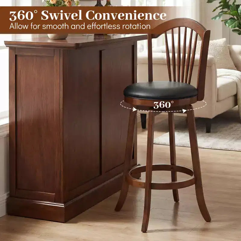 360° Swivel Bar Stools Set of 2 or 4, 31-Inch Seat Height, PVC Leather