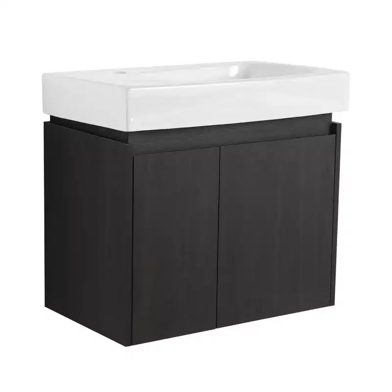 Bathroom Vanity 24-Inch With Top Sink, Wall-Mounted Floating Storage Cabinet, Modern 2-Door Vanity Sink Combo for Home Bathroom Decor