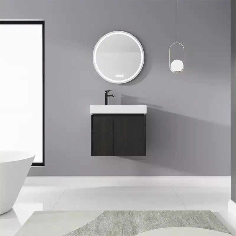24-Inch Wall-Mounted Bathroom Vanity with Sink, 2-Door Floating Cabinet
