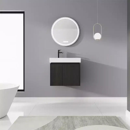 24-Inch Wall-Mounted Bathroom Vanity with Sink, 2-Door Floating Cabinet