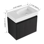 24-Inch Wall-Mounted Bathroom Vanity with Sink, 2-Door Floating Cabinet