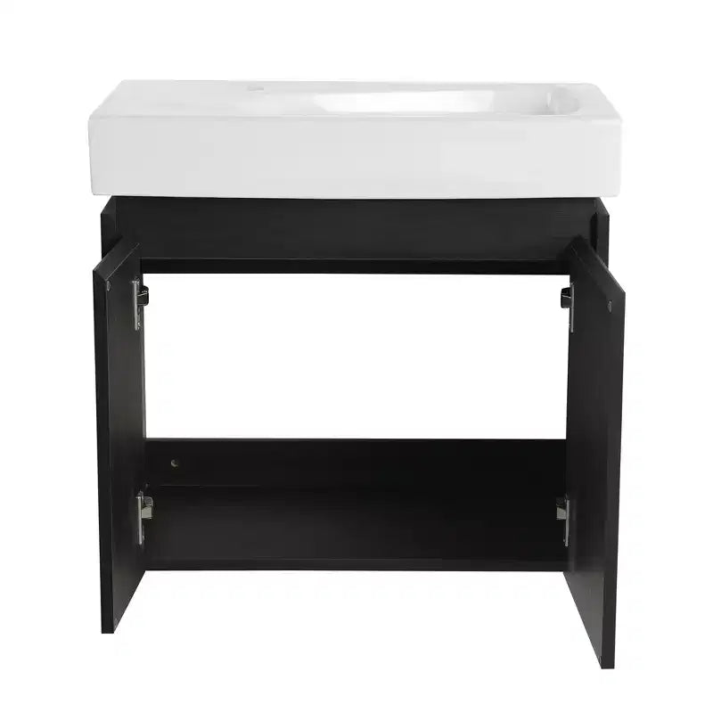24-Inch Wall-Mounted Bathroom Vanity with Sink, 2-Door Floating Cabinet