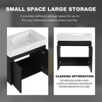 24-Inch Wall-Mounted Bathroom Vanity with Sink, 2-Door Floating Cabinet