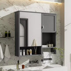 29x28 Modern Wall-Mounted Medicine Cabinet with Mirror and Towel Rack