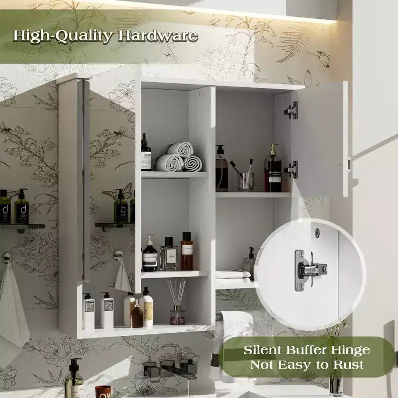 29x28 Modern Wall-Mounted Medicine Cabinet with Mirror and Towel Rack