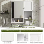 29x28 Modern Wall-Mounted Medicine Cabinet with Mirror and Towel Rack