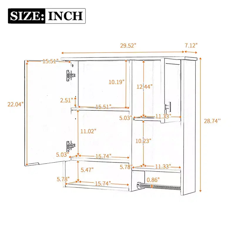 29x28 Modern Wall-Mounted Medicine Cabinet with Mirror and Towel Rack