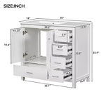 36-Inch Freestanding Bathroom Vanity with Sink, 5 Drawers, 2 Soft-Close Doors