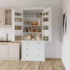 77-Inch Freestanding Tall Kitchen Pantry Cabinet, 3 Drawers, Adjustable Shelves