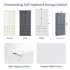 77-Inch Freestanding Tall Kitchen Pantry Cabinet, 3 Drawers, Adjustable Shelves