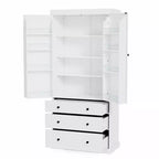 77-Inch Freestanding Tall Kitchen Pantry Cabinet, 3 Drawers, Adjustable Shelves