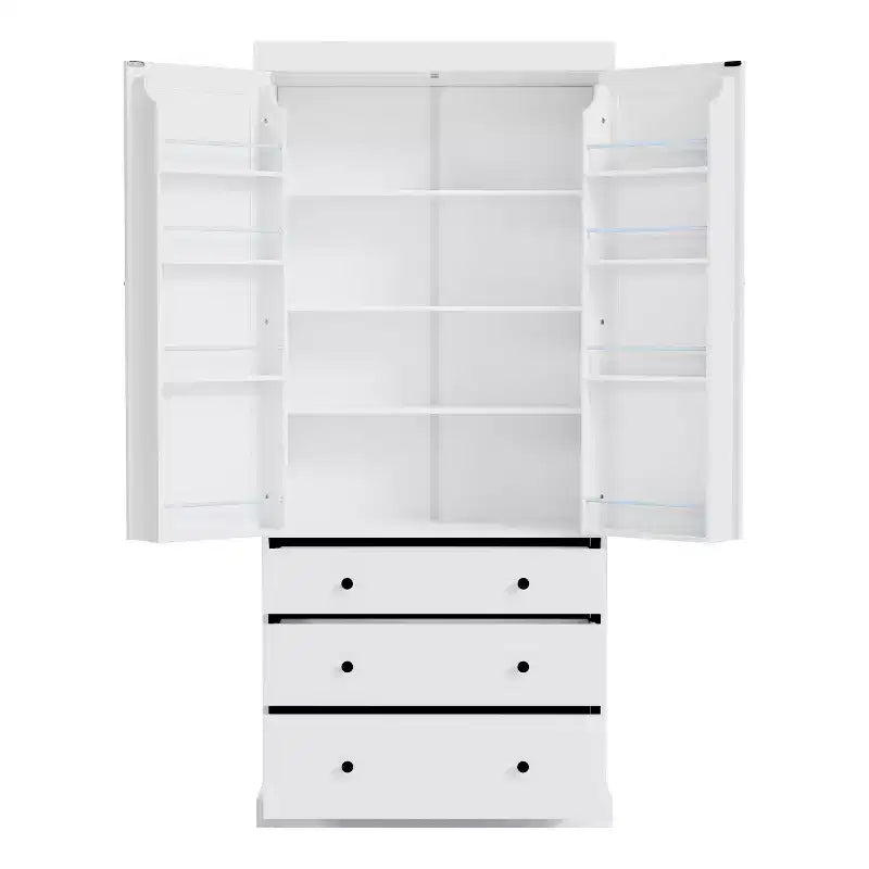 77-Inch Freestanding Tall Kitchen Pantry Cabinet, 3 Drawers, Adjustable Shelves