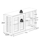 Kitchen Storage Cabinet with Sliding Glass Doors, Adjustable Shelves, MDF