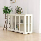 Kitchen Storage Cabinet with Sliding Glass Doors, Adjustable Shelves, MDF