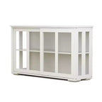 Kitchen Storage Cabinet with Sliding Glass Doors, Adjustable Shelves, MDF