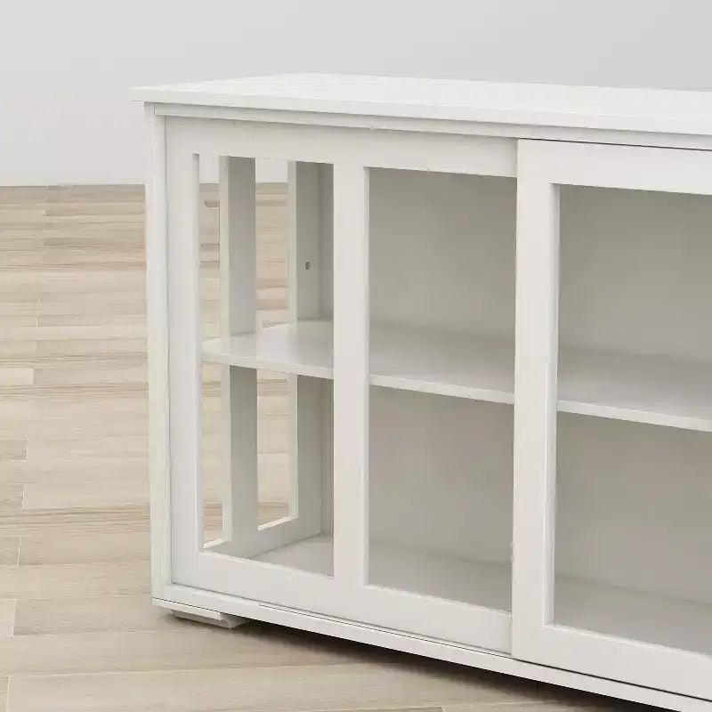 Kitchen Storage Cabinet with Sliding Glass Doors, Adjustable Shelves, MDF
