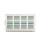 Kitchen Storage Cabinet with Sliding Glass Doors, Adjustable Shelves, MDF