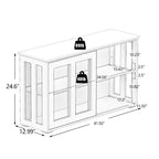 Kitchen Storage Cabinet with Sliding Glass Doors, Adjustable Shelves, MDF