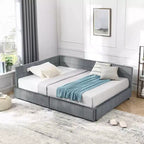 Full Size Tufted Velvet Daybed with Storage Drawers & Armrests, Dark Gray