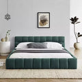 MAYEERTY Queen Size Upholstered Bed Frame with Thick Fabric with Headboard Solid Frame for Bedroom Blue