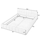 Queen Size Upholstered Platform Bed Frame with Headboard, Chenille, Blue