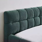 Queen Size Upholstered Platform Bed Frame with Headboard, Chenille, Blue