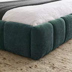 Queen Size Upholstered Platform Bed Frame with Headboard, Chenille, Blue