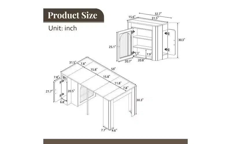 Extending Dining Table with Power Outlet, Rolling Kitchen Island