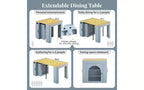 Extending Dining Table with Power Outlet, Rolling Kitchen Island