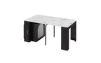 TUYOHW Extending Dining Table with Power Outlet,Mobile Rolling Kitchen Table with Arch Glass Door,Storage Island Table for Kitchen,Living Room