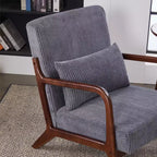 Mid-Century Modern Accent Chair with Pillow, Solid Wood Legs, Upholstered