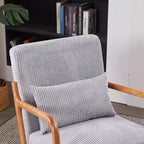 Mid-Century Modern Accent Chair with Pillow, Solid Wood Legs, Upholstered