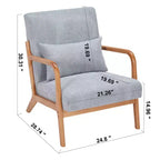 Mid-Century Modern Accent Chair with Pillow, Solid Wood Legs, Upholstered