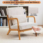 Mid-Century Modern Accent Chair with Pillow, Solid Wood Legs, Upholstered