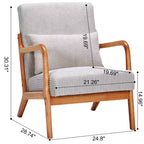 Mid-Century Modern Accent Chair with Pillow, Solid Wood Legs, Upholstered