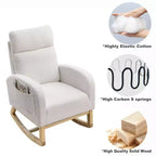 Upholstered Rocking Accent Chair with High Backrest and 2 Side Pockets