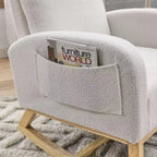 Upholstered Rocking Accent Chair with High Backrest and 2 Side Pockets
