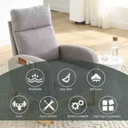 Upholstered Rocking Accent Chair with High Backrest and 2 Side Pockets