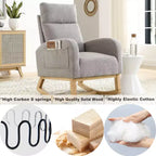 Upholstered Rocking Accent Chair with High Backrest and 2 Side Pockets