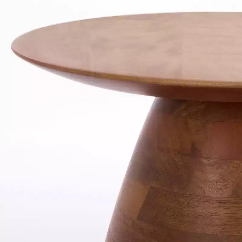 Round Accent Table, Solid Acacia Wood, Walnut Finish