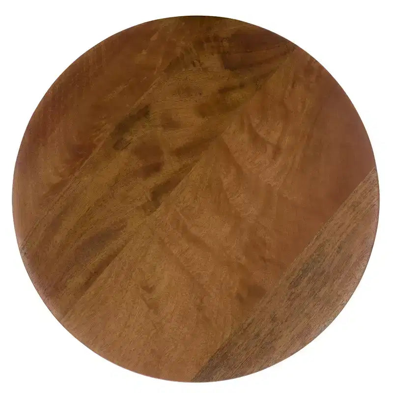 Round Accent Table, Solid Acacia Wood, Walnut Finish