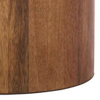 Round Accent Table, Solid Acacia Wood, Walnut Finish