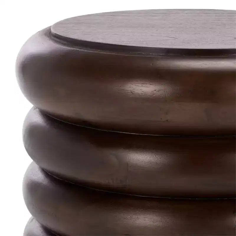 Round Accent End Table, Brown Wood Finish, No Assembly Required